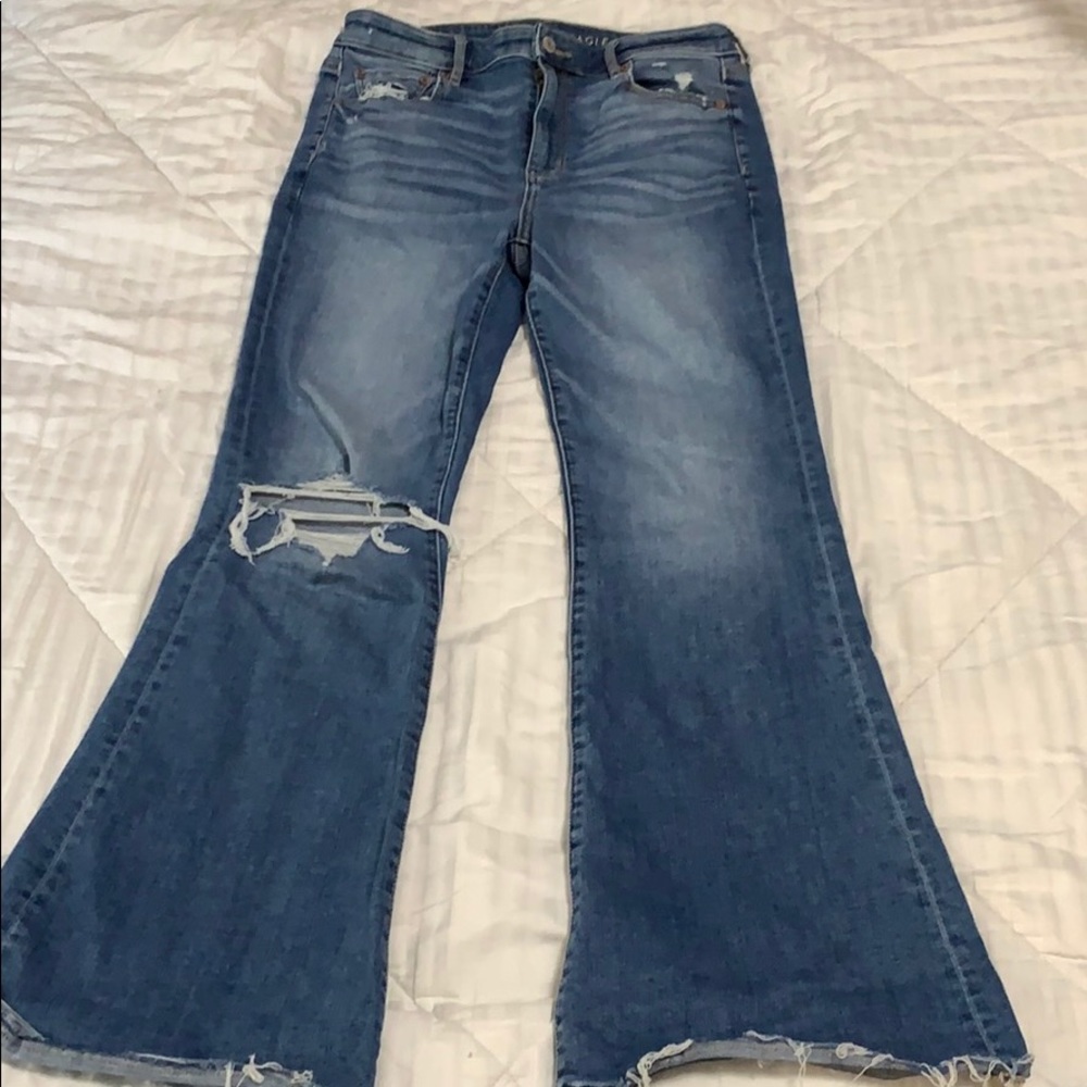 Super high rise flared denim